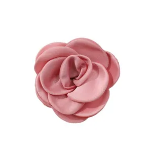 Rose satin camele fleur tissu accessoire choker DIY collier cheveux vetement materiel 1pc.