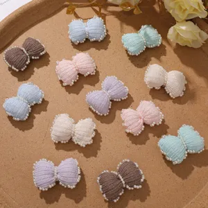 Cute pastel pearl wool bow hair clips DIY handmade accessories assorted colors cute hairpins