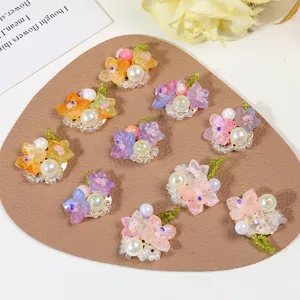 Summer floral beaded flower clusters diy accessories for cute hair clips and jewelry making.