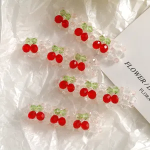 Barrettes à cheveux cerise en perles de cristal faites à la main accessoires mignons