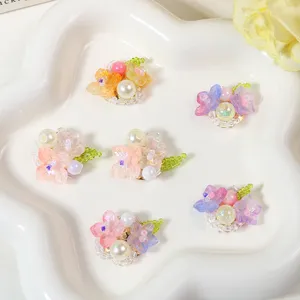 Handmade seed bead flower clusters diy accessories close up view showing intricate details.