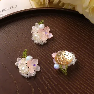 Handcrafted beaded flower DIY charms for earrings and hair accessories, cute summer design.