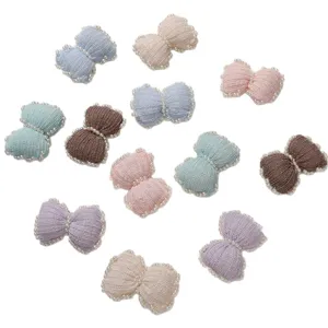 Cute pastel knitted pearl bow accessories for DIY hair clips, hats, brooches, and clothing.