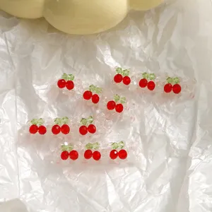 Perles de cristal faites à la main cerise DIY longue bande pince à cheveux téléphone