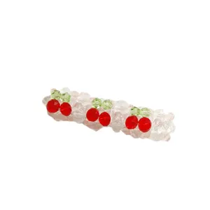Pince à cheveux cerise en perles de cristal mignons barrettes tissées accessoires DIY femmes