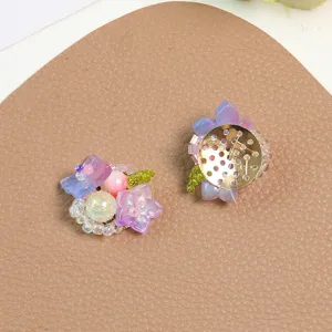 Handmade bead flower cluster jewelry detail view, sweet spring and summer cute accessories.