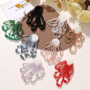 Conjunto de parches de borlas con cuentas de cristal hechas a mano para ropa DIY!