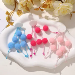 Bonito juego de accesorios DIY de pompones y borlas de peluche, colores vivos para pendientes.