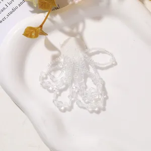 Parche de borla de cuentas de cristal blanco accesorio de ropa hecho a mano DIY