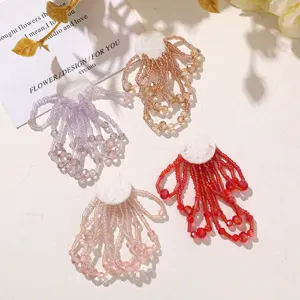 Parche de flecos de cuentas de cristal hecho a mano accesorio de ropa DIY detalle