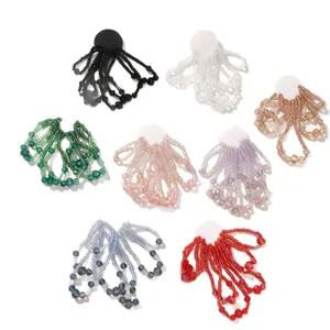 Parche de borla de cuentas de cristal accesorio de ropa DIY aplicación decorativa fleco