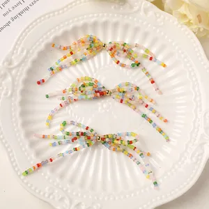 Ciondolo Fiocco con Nappa di Perline di Vetro Colorate DIY Accessori Fatti a Mano Charm Multicolore Per Orecchini Borsa Scarpe Gioielli