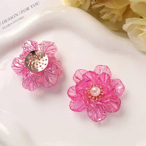 AB color acrylic flower petals double layer pearl DIY hair accessories crafting pieces