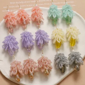 Handmade crystal beaded pinecone pendant DIY charm set colorful fashion jewelry accessories