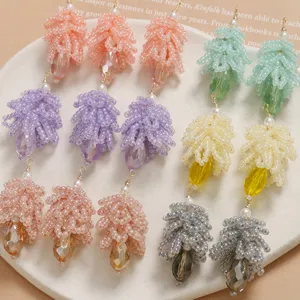 Handcrafted crystal pinecone bead pendants for diy earrings hair accessories making supplies