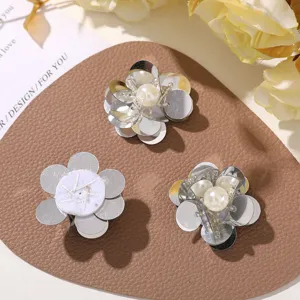 Silberne Pailletten Perlen Blumen DIY Patches funkelnde Applikation fur Handyhullen Schuhe.