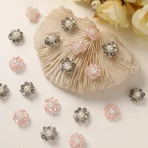 Handmade pearl crystal flower DIY accessories for earrings hair clips and shoes design.