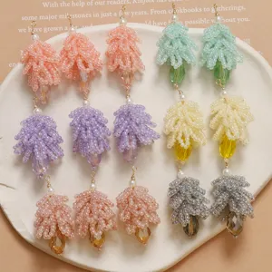 handmade crystal beaded pinecone pendant DIY jewelry making accessories charms