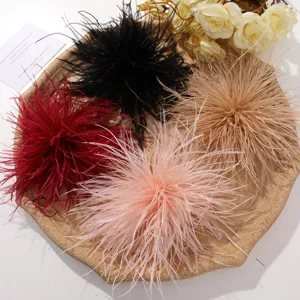 Multi-color ostrich feather flowers for DIY hair accessories, fluffy craft feather pompoms.