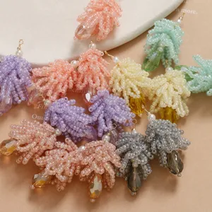 Handmade crystal pine cone beaded pendants for DIY hair accessories jewelry making supplies