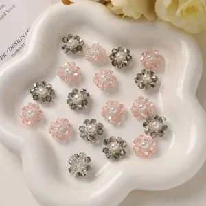 Handmade crystal pearl flower DIY accessories for earrings and shoes decoration.