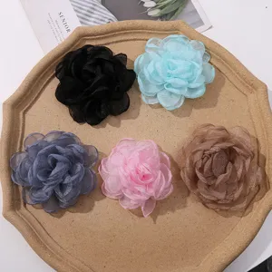 Organza burnt edge mesh flowers DIY hair accessories handmade jewelry crafting material supplies