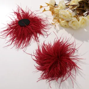Red ostrich feather flower DIY handmade hair accessories craft materials fluffy charming