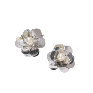 Silber Pailletten Perle Blume DIY Schuhanhänger Handyhülle Zubehör dekorative Flicken