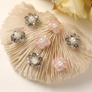 Handcrafted crystal pearl flower DIY accessories, perfect for earrings and shoes decoration.