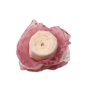 Chic quemado borde organza rosa flor DIY hecho a mano broche prenda accesorios material