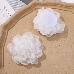 White organza burnt edge flower DIY handmade hair clips accessories material crafting supply