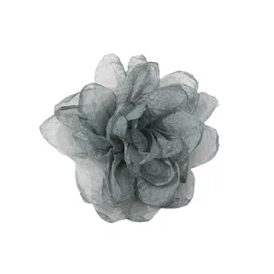Grey organza burnt-edge mesh flower DIY handmade hair clip accessory material wholesale