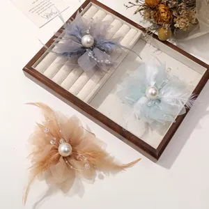 Fairytale mesh feather pearl flower DIY accessories hair clips hat material craft decor