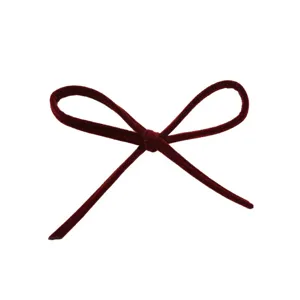 Fiocco in velluto bordeaux accessorio fai da te, decorazione retrò fatta a mano per scarpe borse.
