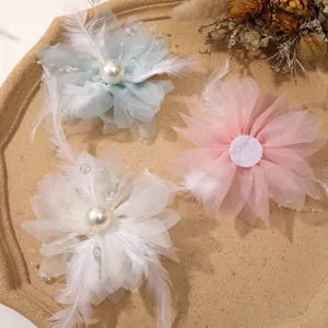 Mesh feather pearl flower DIY accessories hair ornaments decorative craft supplies set