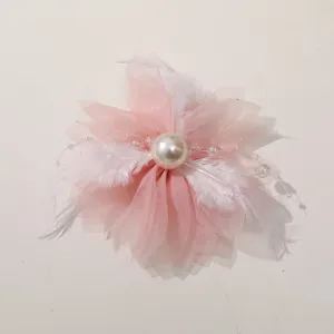 Exquisite pearl feather mesh flower hair accessory DIY headwear garment decor craft