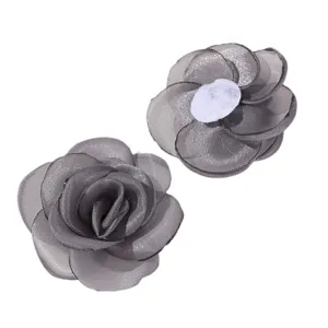 Grey mesh rose flowers DIY craft accessories, perfect for children hair clips and earrings making.