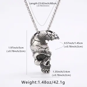Herren Edelstahl Punk Skull Anhänger Halskette Vintage Gothic Rock Biker Kette Mode Schmuck Geschenk