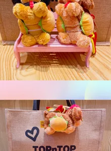 Peluche cane hamburger portachiavi simpatico cartone animato borsa ciondolo regalo coppia