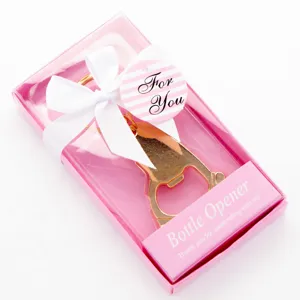 Abrebotellas tacón alto dorado llavero en caja regalo rosa recuerdo de boda fiesta