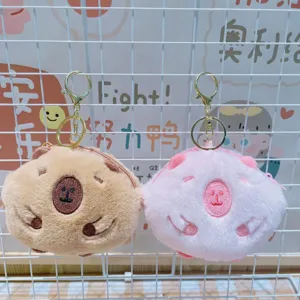Mignon porte-monnaie en peluche capybara porte-clés, pendentif de sac de poupée animal duveteux.