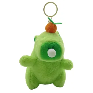 Porte-clés en peluche verte avec joli design d'orange et de bulle, accessoire de sac doux.