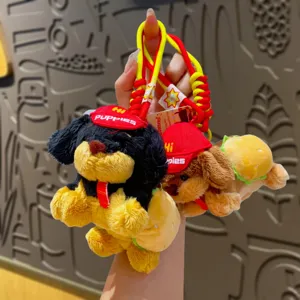 Portachiavi Cane Amburgo in Peluche Simpatico Bambola Animale Ciondolo Borsa Regalo Coppia Giocattolo Imbottito Accessori