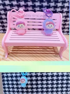 Cute flocked ice cream doll keychain, soft plush bag charm pendant for students and girls.