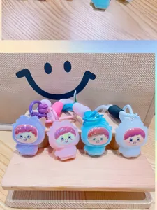 Cute plush flocked monster keychain trendy bag pendant lovely cartoon toy accessory cute style