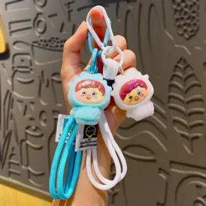 Cute Flocked Ice Cream Doll Keychain Cartoon Plush Bag Pendant Student Key Ring Creative Gift Accessories