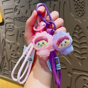 Cute flocked ice cream doll keychain plush toy backpack pendant student cute bag ornament key ring