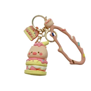 Leuke tekenfilm varken macaron sleutelhanger schattige dessert tas hanger accessoire.