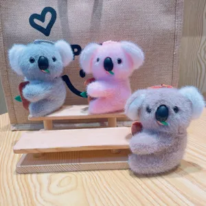 Süßer Plüsch Koala Schlüsselanhänger mit Blatt, weiche Stofftier Tasche Anhänger Geschenk.