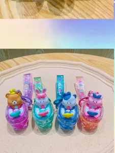 Cute cartoon liquid quicksand keychain bag pendant for lovely gifts and trendy accessories.